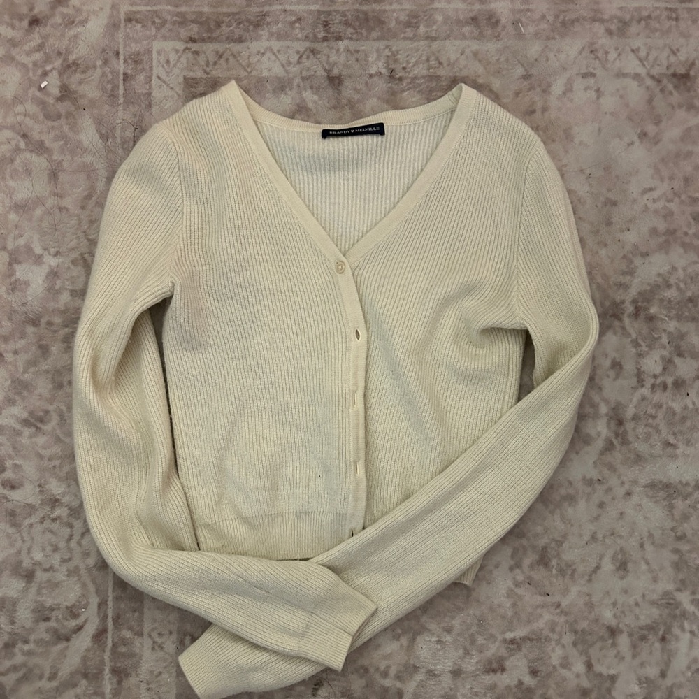 Brandy Melville Ivory V-Neck Cardigan